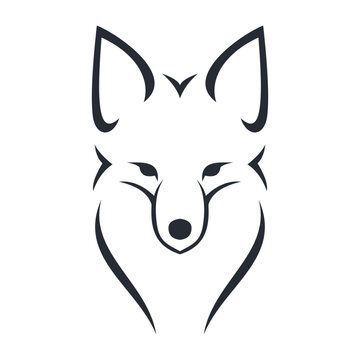Graceful red fox silhouette, stylized fox, monochrome, vector