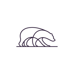 One line design silhouette of bear.hand drawn minimalism style.vector illustration