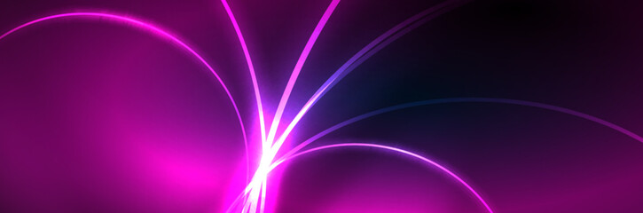 Neon glowing fluid wave lines, magic energy space light concept, abstract background wallpaper design