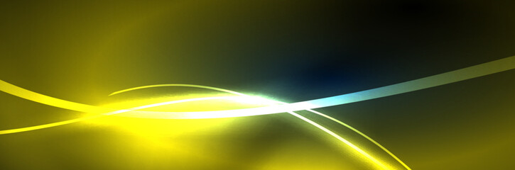 Neon glowing fluid wave lines, magic energy space light concept, abstract background wallpaper design