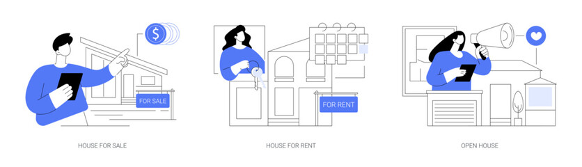Real estate agent service abstract concept vector illustrations.