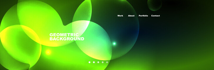 Neon glowing bubbles, circles magic energy space light concept, abstract background wallpaper design