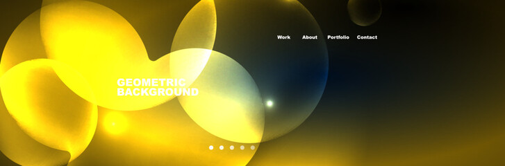 Neon glowing bubbles, circles magic energy space light concept, abstract background wallpaper design