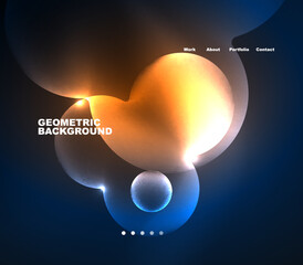 Neon glowing bubbles, circles magic energy space light concept, abstract background wallpaper design