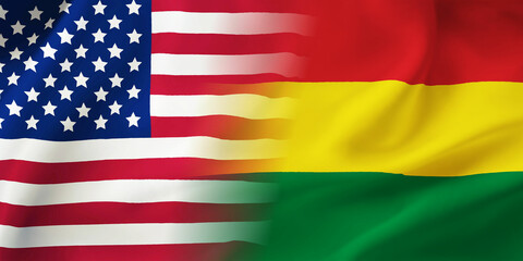 Bolivia,USA flag together.American,Bolivia waving flag