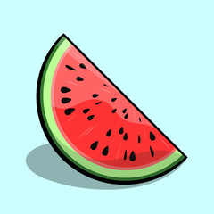 Watermelon flat illustration. Stylized vector element isolated on white background. Best for web, print, package, advertising, logo creating and branding design.
