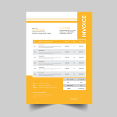 Modern corporate yellow business invoice template