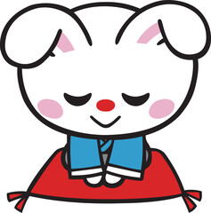 卯年正月　正座でお辞儀ウサギ　ベクター素材
