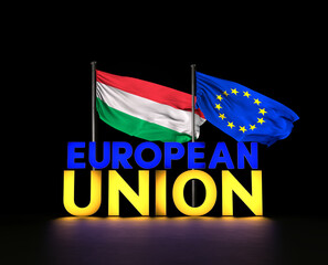European Union and Hungary Flag