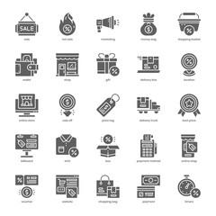 Black Friday icon pack for your website design, logo, app, and user interface. Black Friday icon glyph design. Vector graphics illustration and editable stroke.