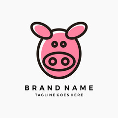 Flat pig Logo design animal Vector 