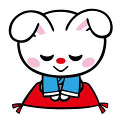 卯年正月　正座でお辞儀ウサギ