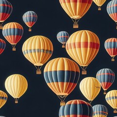 Many colorful balloons on the sky, Seamless pattern concept.