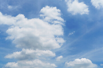 Beautiful clouds during spring time in a Sunny day. Blue sky and white fluffy clouds