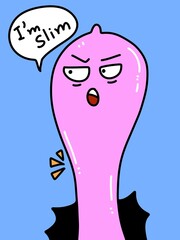 cute condom cartoon on blue background