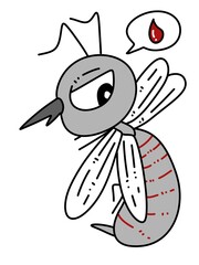 cute mosquito cartoon on white background