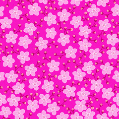 Fototapeta na wymiar Pink floral pattern. cherry blossom seamless pattern. floral print. good for fabric, wallpaper, fashion, kimono, dress, background.