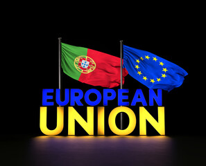 European Union and Portugal Flag