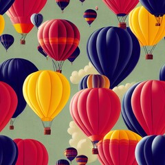 Obraz premium Many colorful balloons on the sky, Seamless pattern concept.