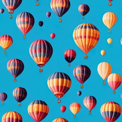 Many colorful balloons on the sky, Seamless pattern concept.