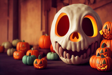 Halloween Background with Jack O Lanterns