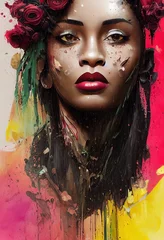 Fiktive schöne Frau der Fantasie, modische Ebenholzfrau mit Schönheitsmake-up. Kreatives schönes Mädchen. 3D-Rendering © designprojects