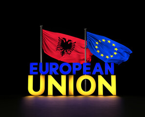European Union and Albania Flag