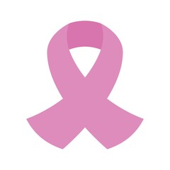 Pink ribbon for breast cancer awareness campaigns isolated on white