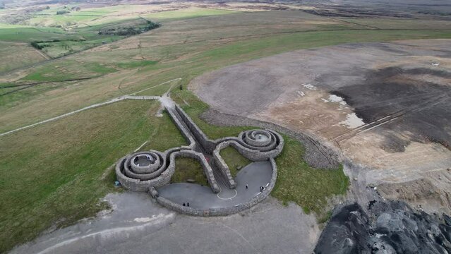 The Coldstones Cut Landmark Next To Hanson Aggregates Quarry In Harrogate, North Yorkshire, UK. - aerial