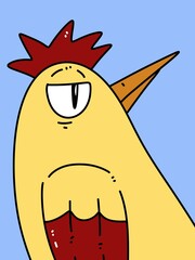 cute chicken cartoon on blue background