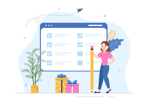 Event Planner Template Hand Drawn Cartoon Flat Illustration with Planning Schedule, Time Management, Business Agenda and Calendar Concept