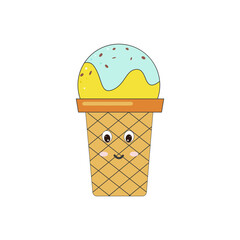 colored ice cream in a waffle cup