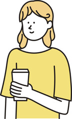 テイクアウトコーヒーを持っている女性のイラスト素材