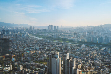 Fototapeta na wymiar Apartment Landscape in Seoul, Korea