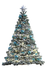 Blue decorated christmas tree