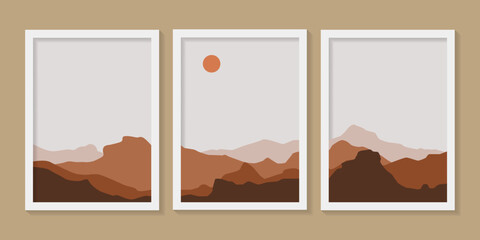 Abstract Landscape poster collection un and moon trees mountain bundles and hills