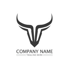Bull logo, cow and horn badges logo icon vector
