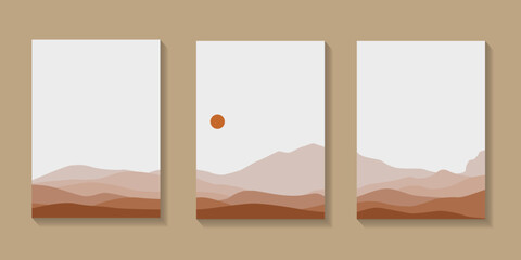 Abstract Landscape poster collection Sun and moon mountain bundles