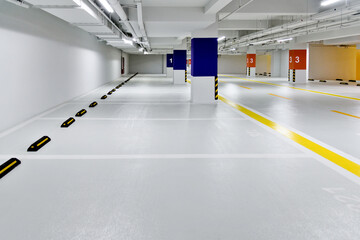 Empty parking garage in modern apartment