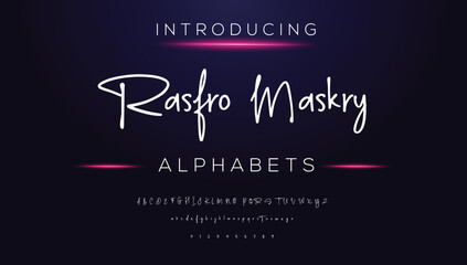 AASFOR MASKRY signature font alphabet vector illustration isolated Background