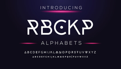  RBCKP Abstract digital modern alphabet fonts. Typography technology electronic dance music future creative font. vector illustraion