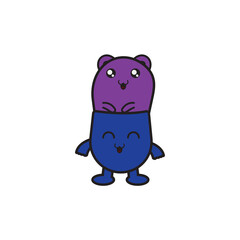 illustration vector graphic of two overlapping doodles kawaii and cute.