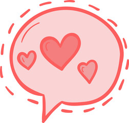 Heart in speech bubble hand drawn filled outline style