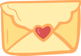 Love letter hand drawn filled outline style