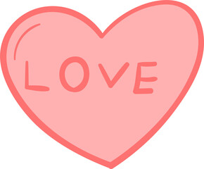 Love with heart hand drawn filled outline style