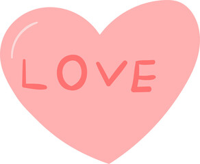 Love with heart hand drawn flat style