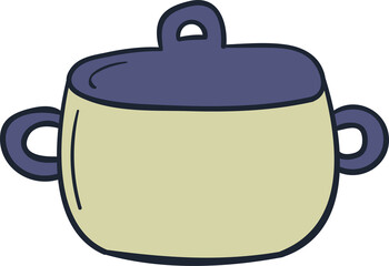 Pot hand drawn filled outline style