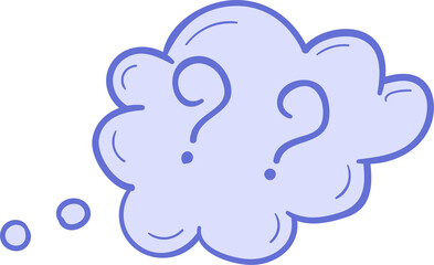 Question in speech bubble hand drawn filled outline style