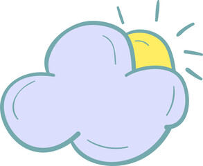 Sunny weather hand drawn filled outline style