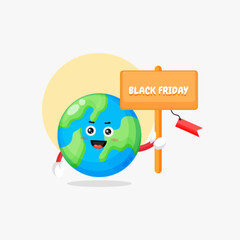 Cute earth with black friday sign illustration